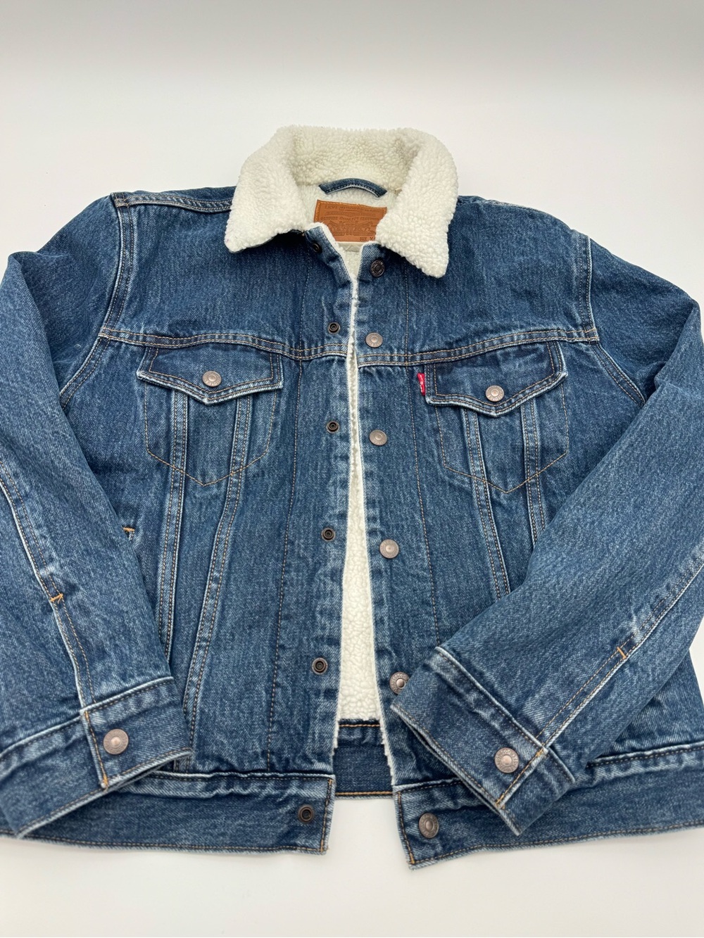 Levi's Blue Denim Jacket with White Sherpa Collar